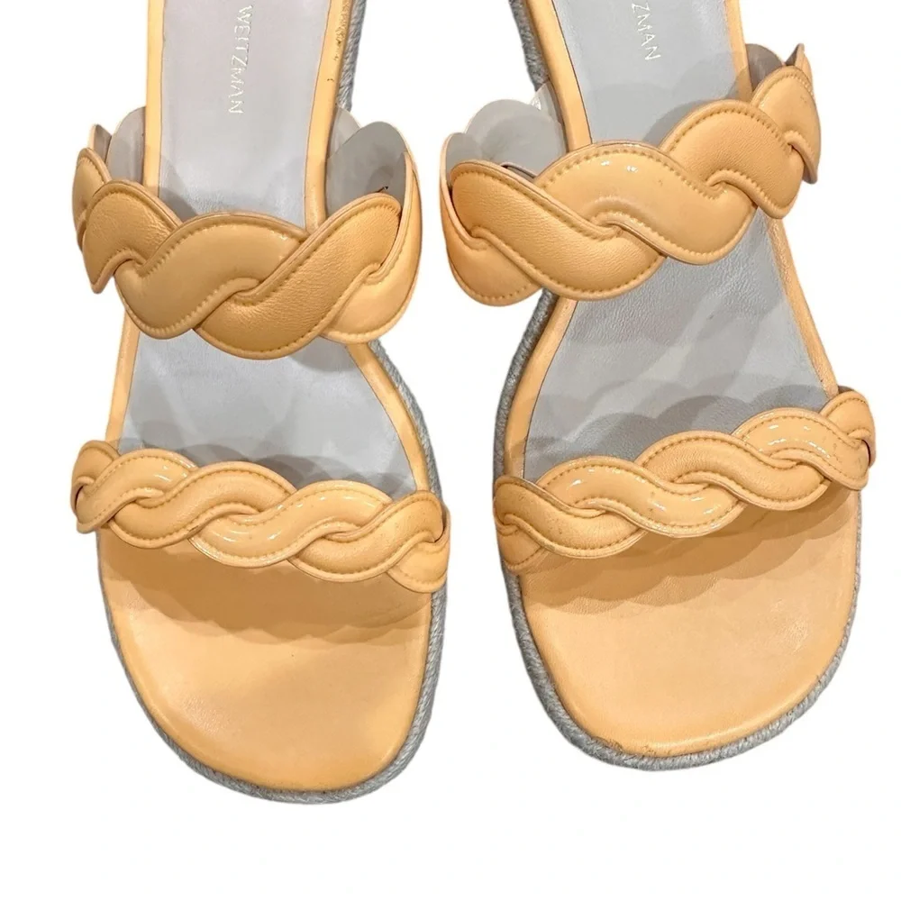 Stuart Weitzman Twist Espadrille Wedge Sandals in Mango Leather Women's 8 - Picture 5 of 6